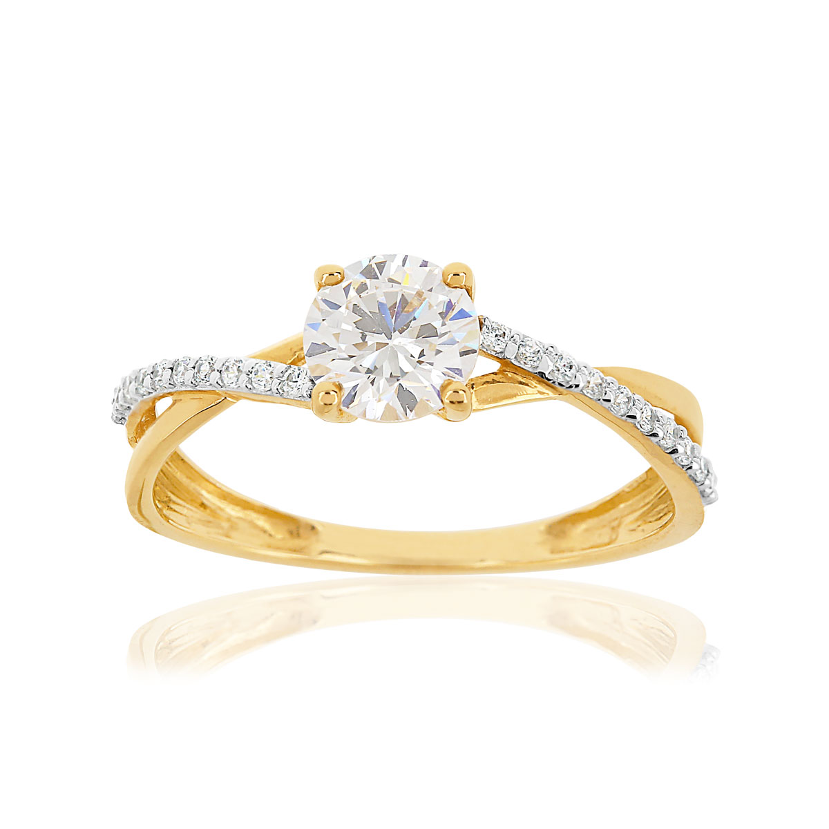 Bague or 375 2 tons zirconias