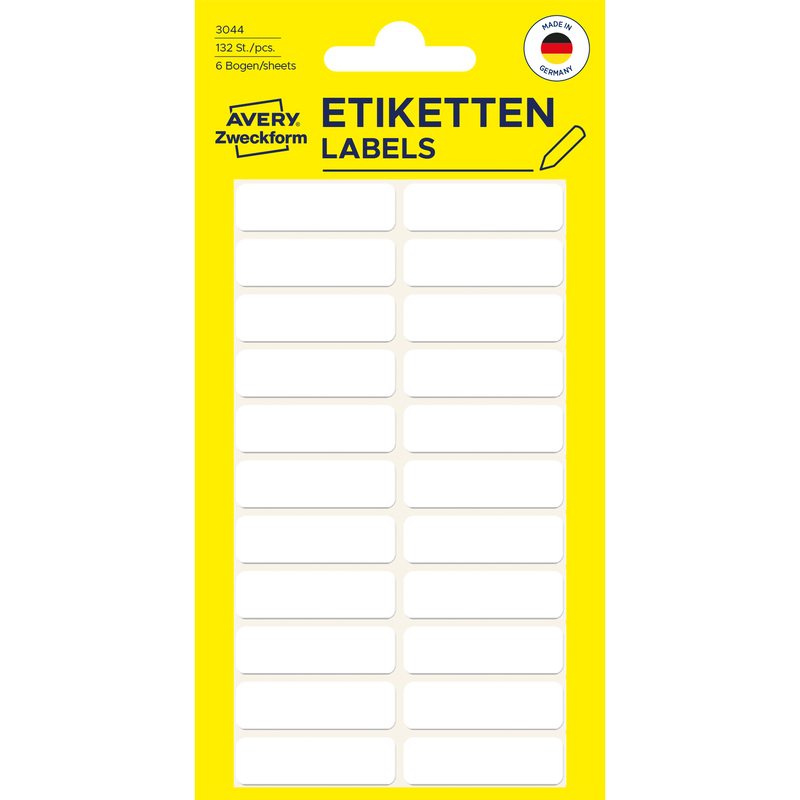Avery Zweckform Vielzwecketiketten, 3044, 32 x 10 mm, weiss