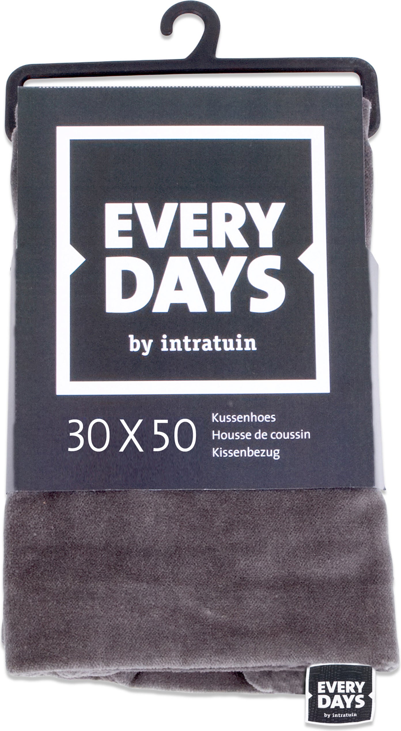 Everydays kussenhoes Fluweel antraciet 30 x 50 cm