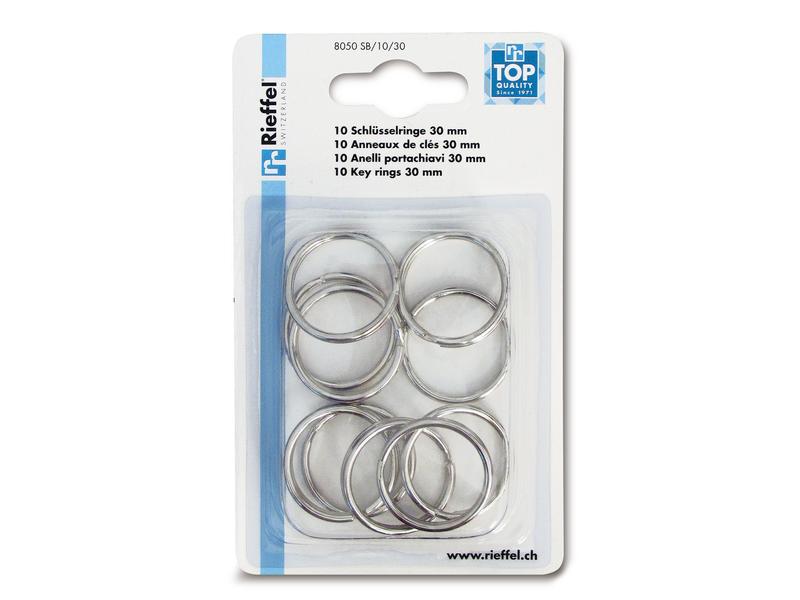 Robert Rieffel Schlüsselring 30 mm, 10 Stück, Silber Ringe für Ihren Schlüsselbund