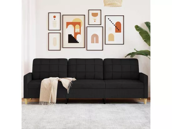 Canapé à 3 places Noir 210 cm Tissu