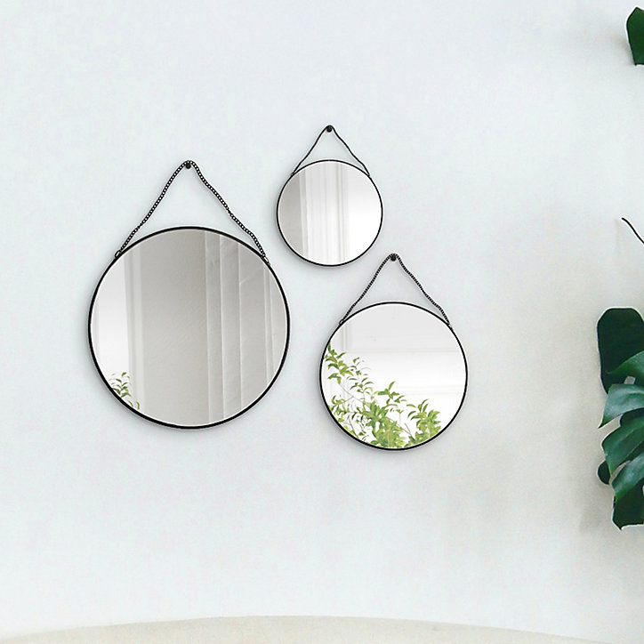 Lot 3 miroirs ronds noir 15x15 cm, 20x20 cm, 25x25 cm Dada Art