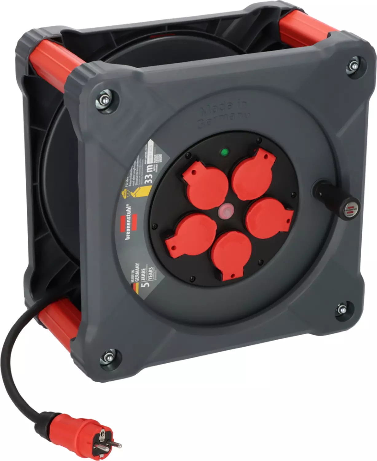 Brennenstuhl Professional KA 3200 Bouwplaats Cube 5-voudig kabelhaspel H07RN-F 3G2.5 - IP44 - 33m - Zwart