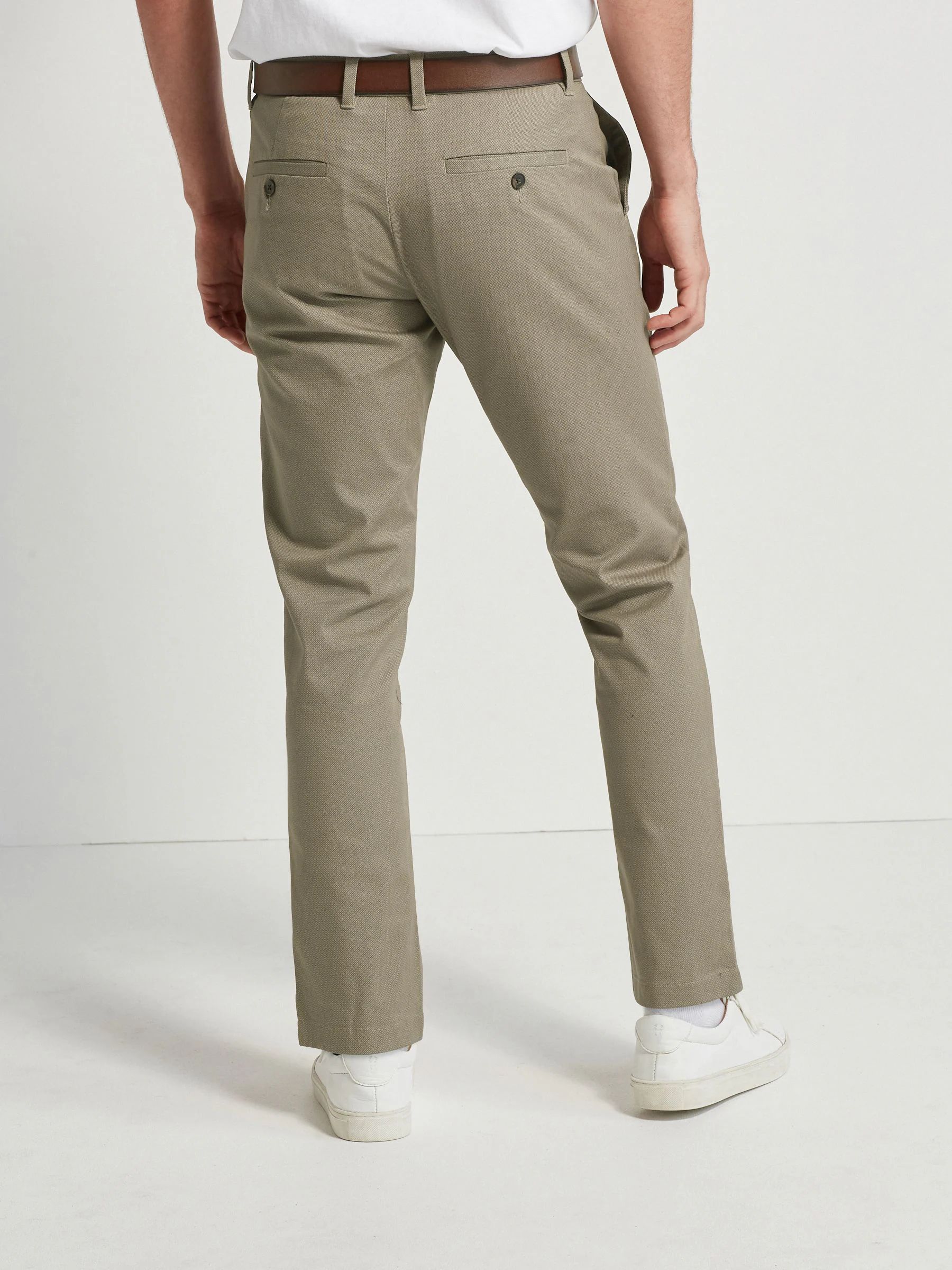 Pastelgeel - Straight fit - Zachte chino met print en riem