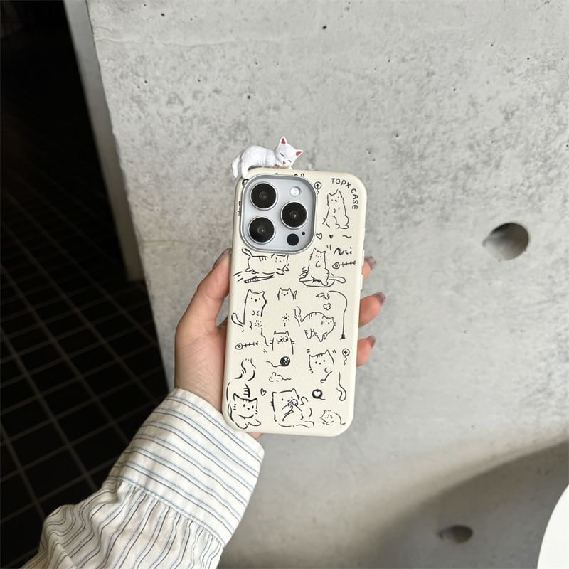 Elliure - Katten telefoonhoesje / zelfklevende decoratie / set - iPhone 16 Pro Max / 16 Pro / 16 Plus / 16 / 15 Pro Max / 15 Pro / 15 Plus / 15 / 14 Pro Max / 14 Pro / 14 Plus / 14 / 13 Pro Max / 13 Pro / 13 / 13 Mini