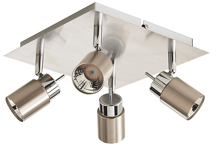 Plafonnier 4 spots Hades métal chrome LED 4x3,5 W