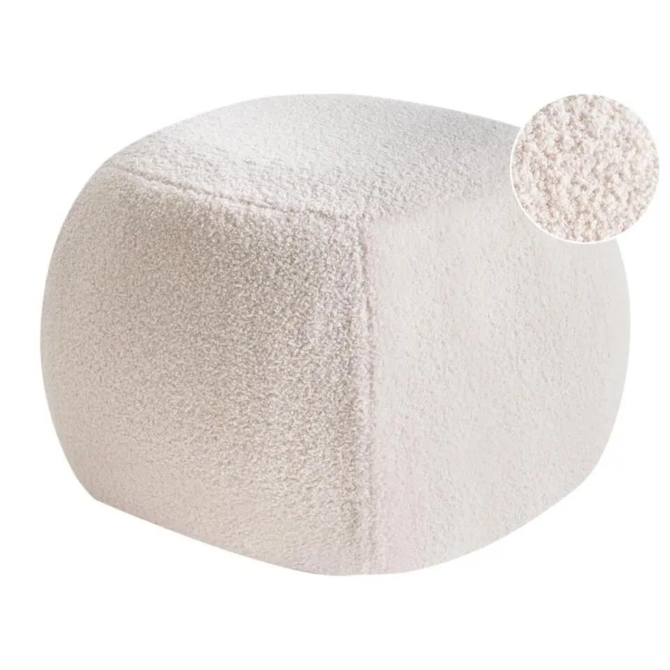 BARRON - Poef - Gebroken wit - Bouclé