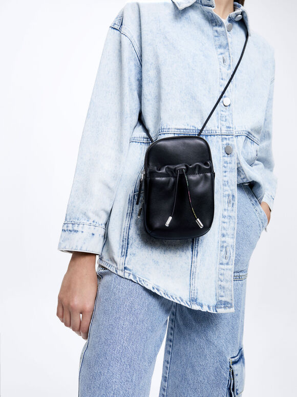 Bolsa para celular com fecho ajustável - Preta
