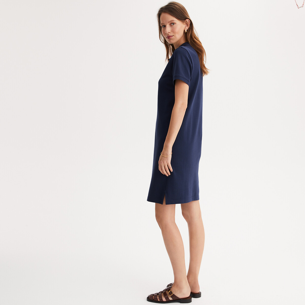 ANNE WEYBURN<br>Vestido reto, comprimento midi, mangas curtas