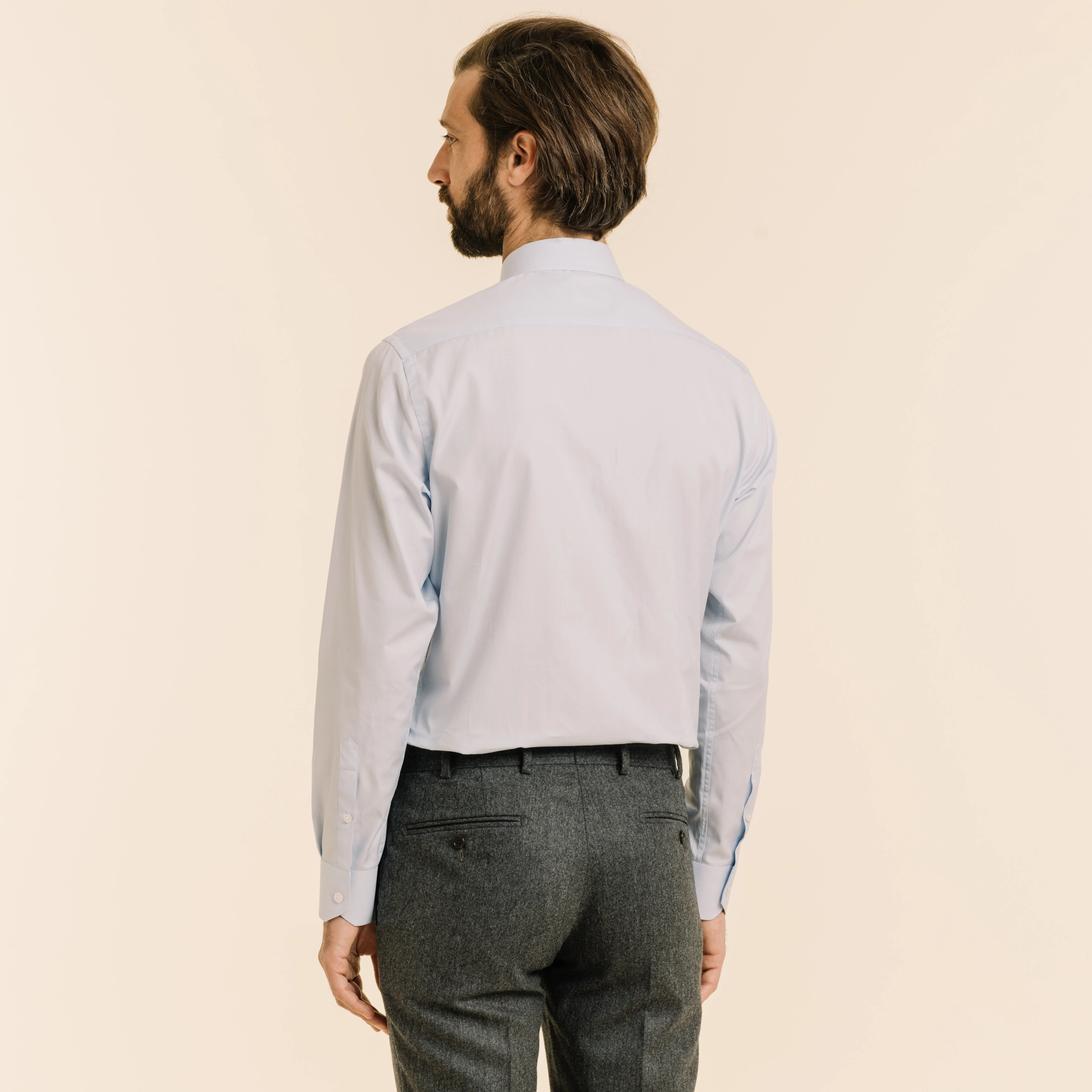 Sky blue double-twisted thread-on-fil shirt