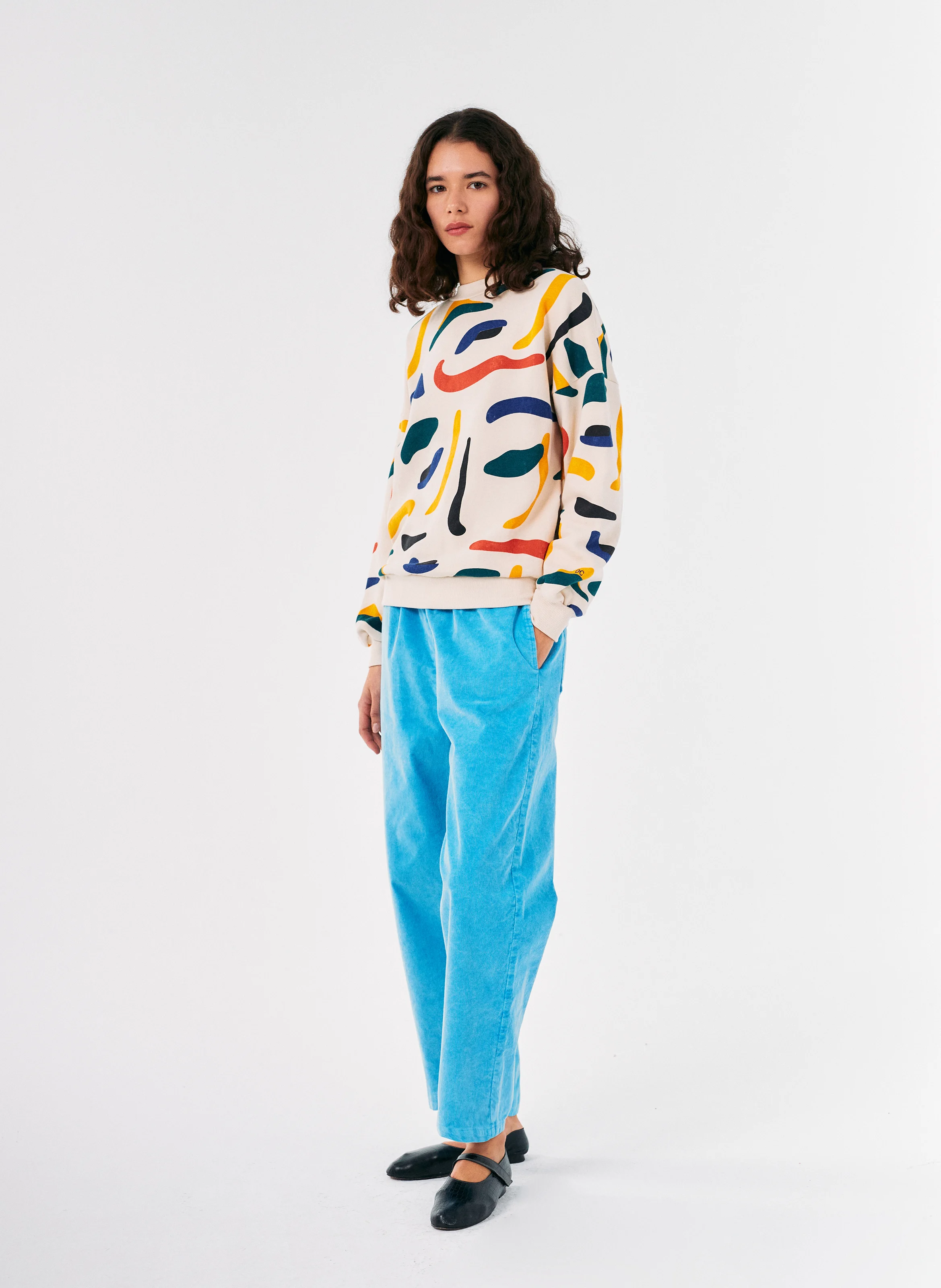 Sweat col rond en coton bio | Multicolore