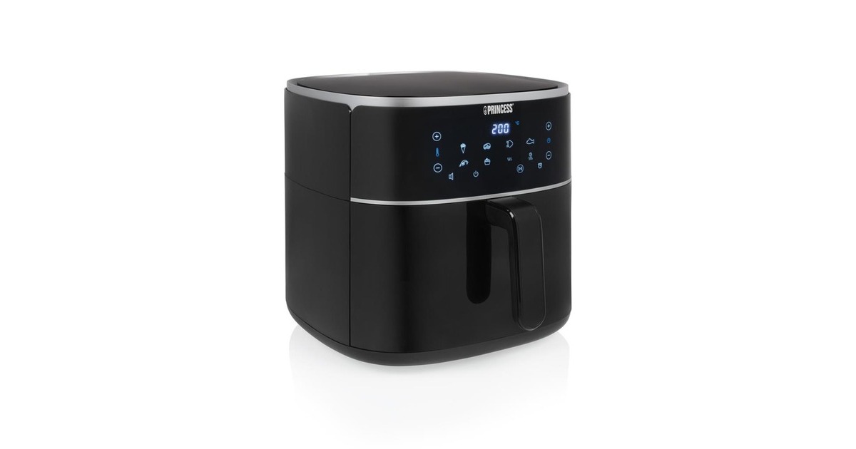 Princess182254 Digitale Airfryer 8L heteluchtfriteuse  (Zwart, 8 liter | hetelucht | verstelbaar Airfryerrek | BPA-vrij)