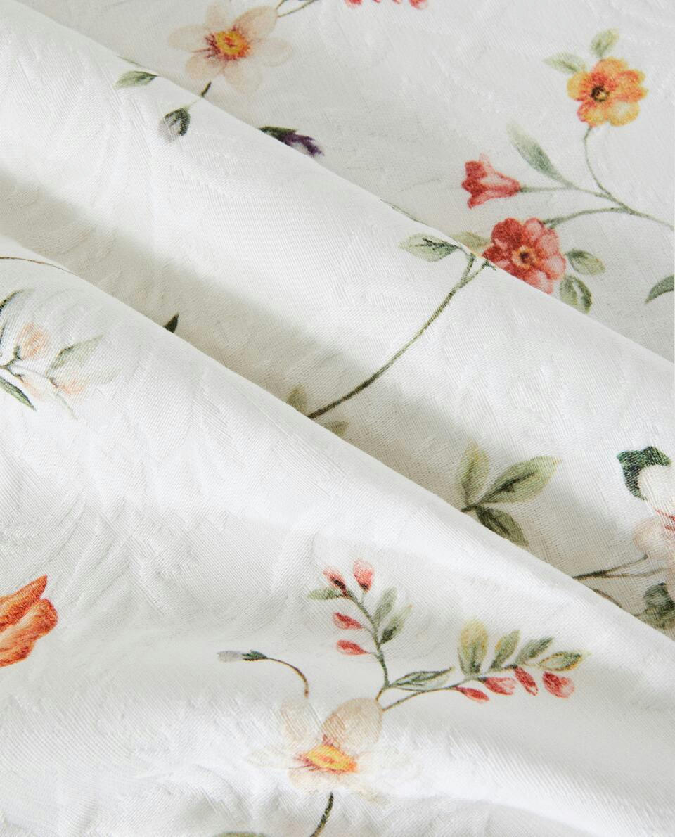 TOALHA DE MESA FLORAL JACQUARD