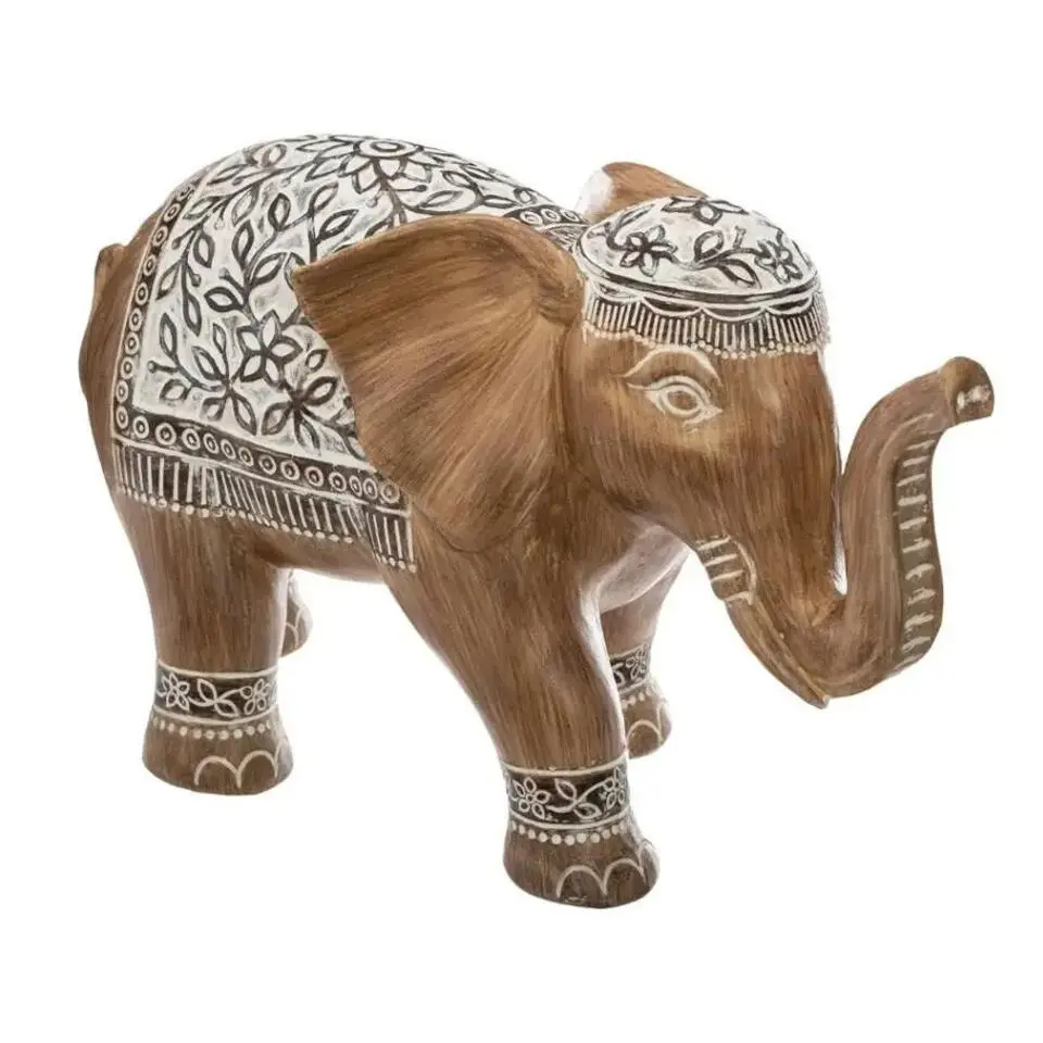 Atmosphera Olifanten dierenbeeldje - bruin - 15,8 x 8 x 11,5 cm