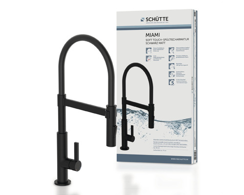 SCHÜTTE flexibele keukenkraan MIAMI matzwart 79147