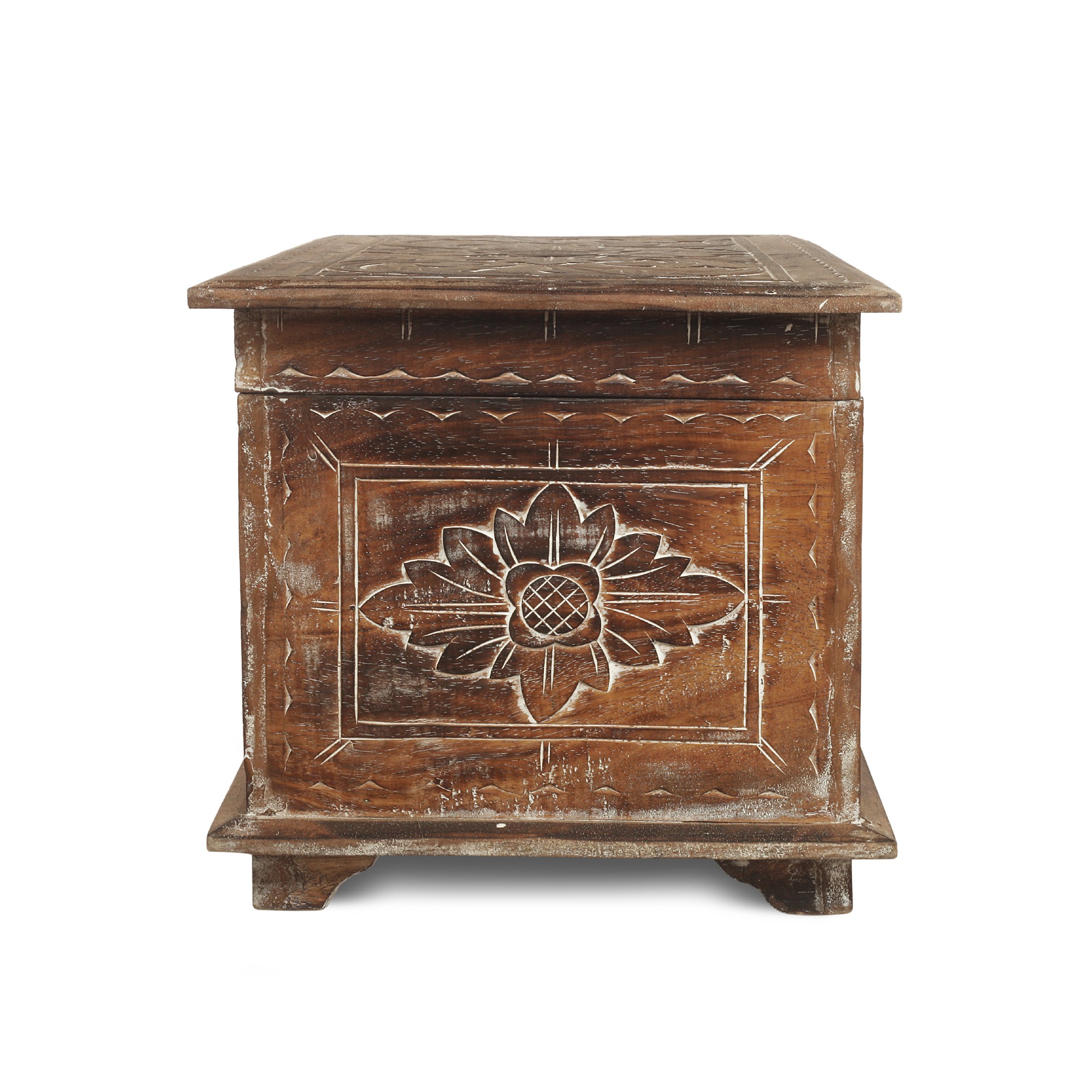 3er-Set Truhe mit Blumenmotiv, aus Albesiaholz von fischer's lagerhaus