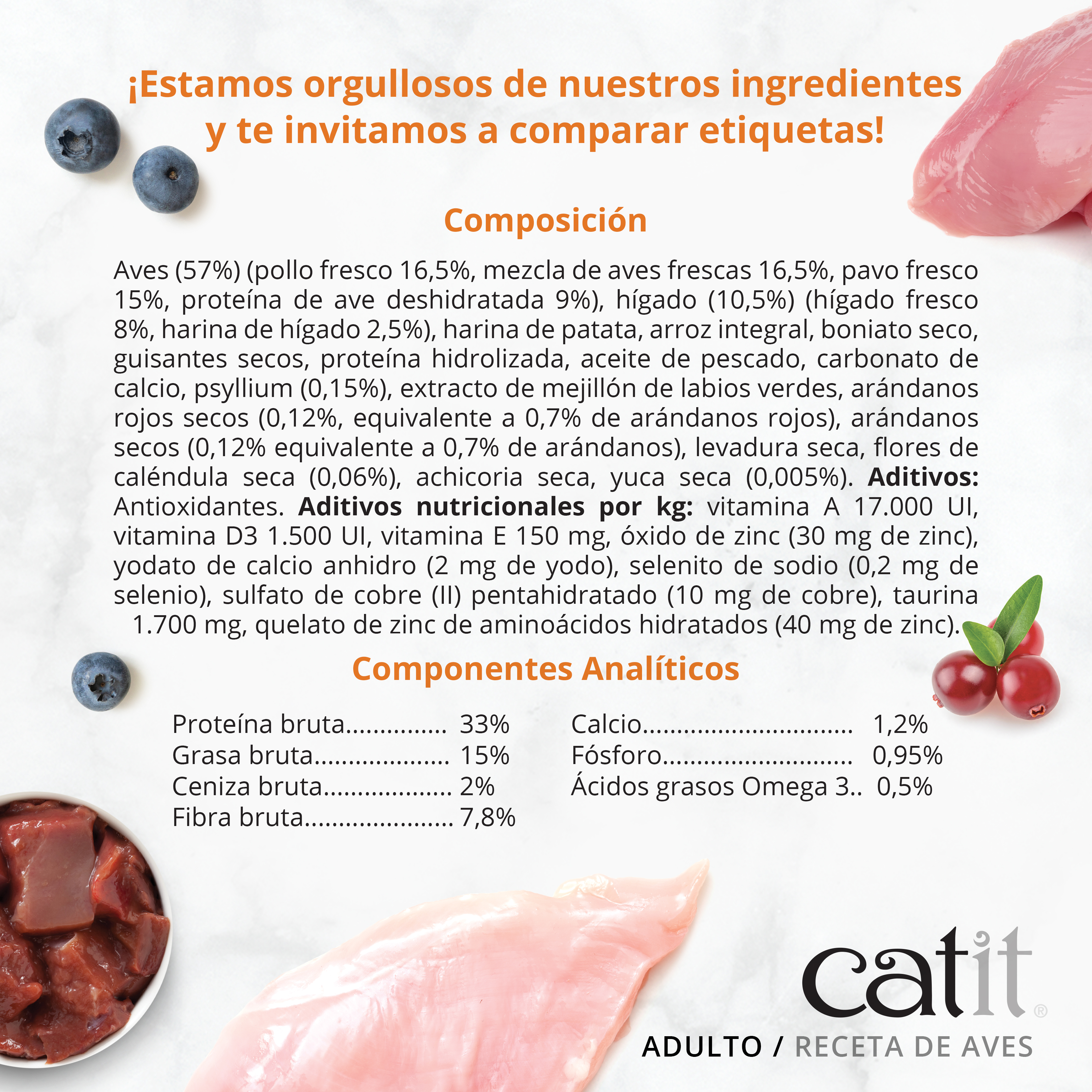Catit Recipes Ração para Gatos Adultos - Receita de Pássaros, 2 kg