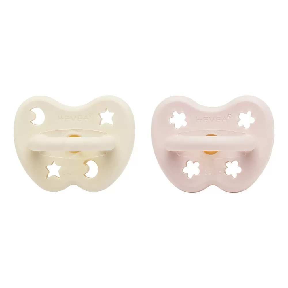 Hevea Sut, 0-3 mdr, Ortodontisk, Powder Pink & Milky White - 2 stk.
