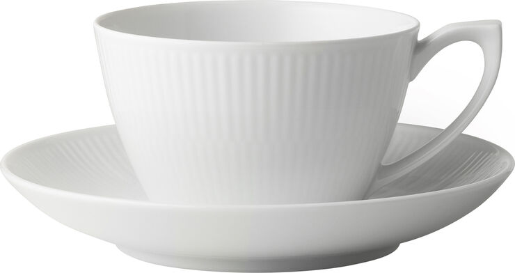 Royal Copenhagen Hvid Riflet 28 cl. tekop Hvid