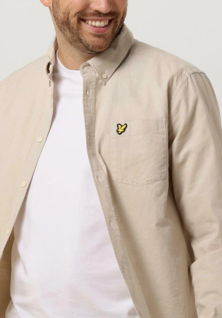 LYLE & SCOTT beige lyle & scott casual overhemd cotton linen button down shirt