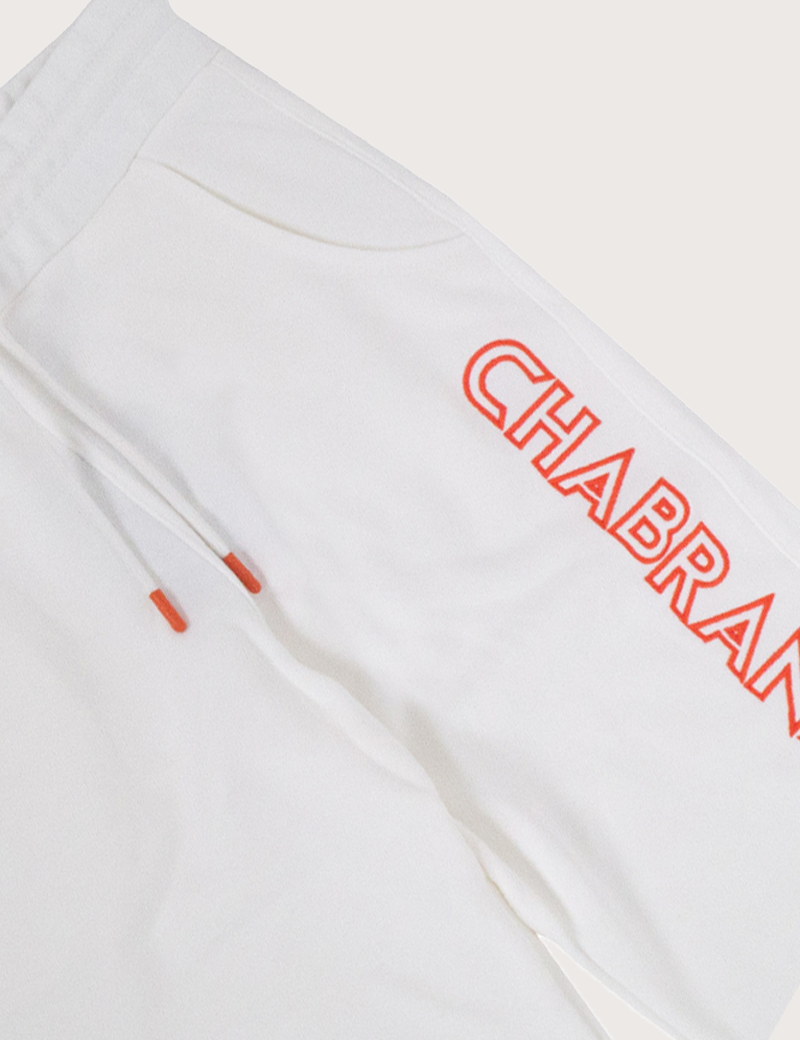CHABRAND PANTALON BLANC JOGGING LOGO ORANGE