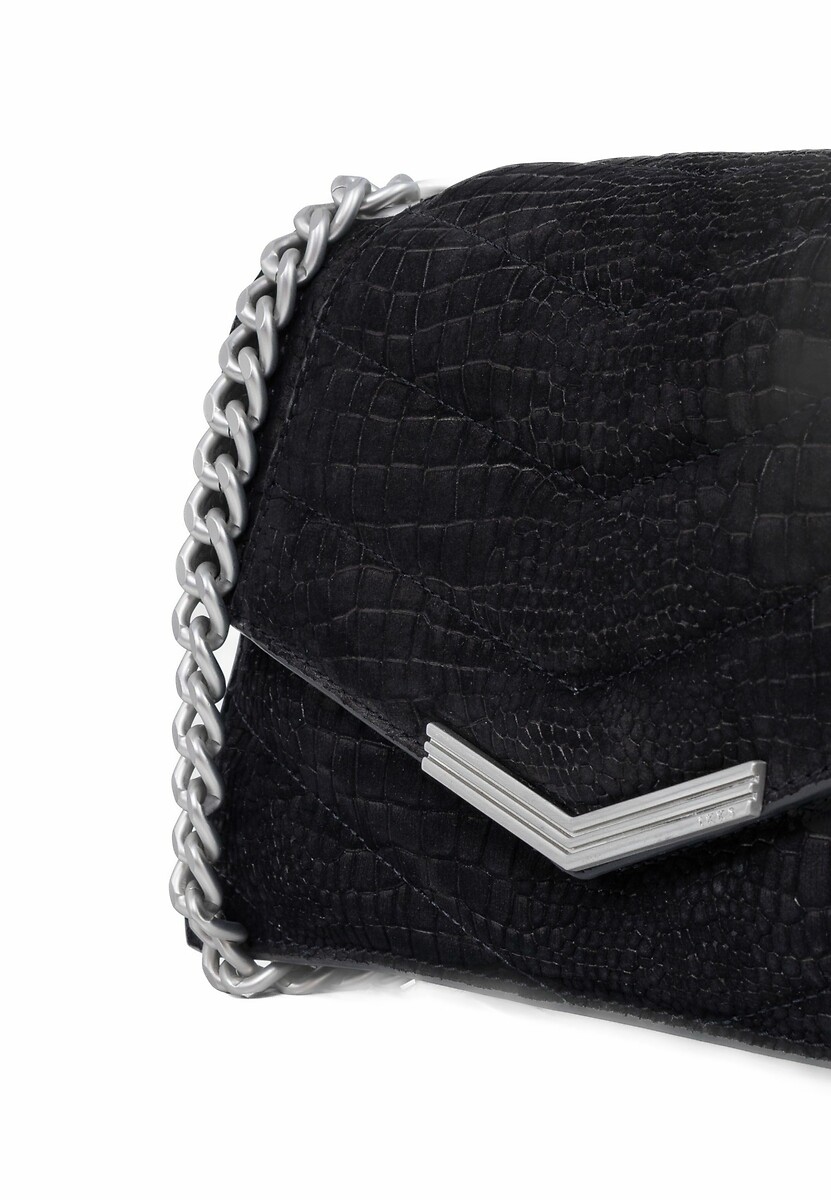 Bolsa IKKS THE 1. ANIMALS em couro com estampa de crocodilo, tamanho M.