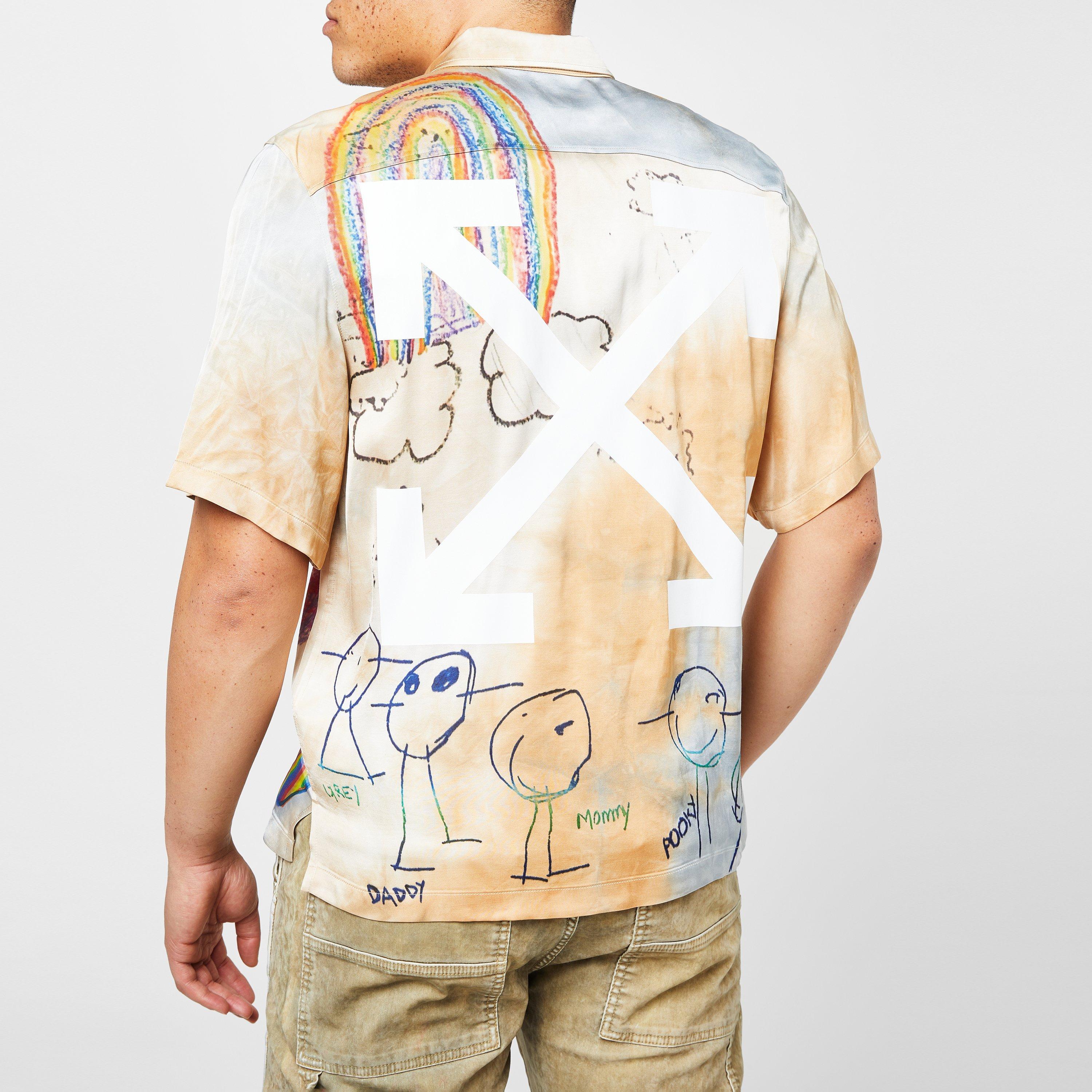Off White Cartoon-Print Short-Sleeved Shirt