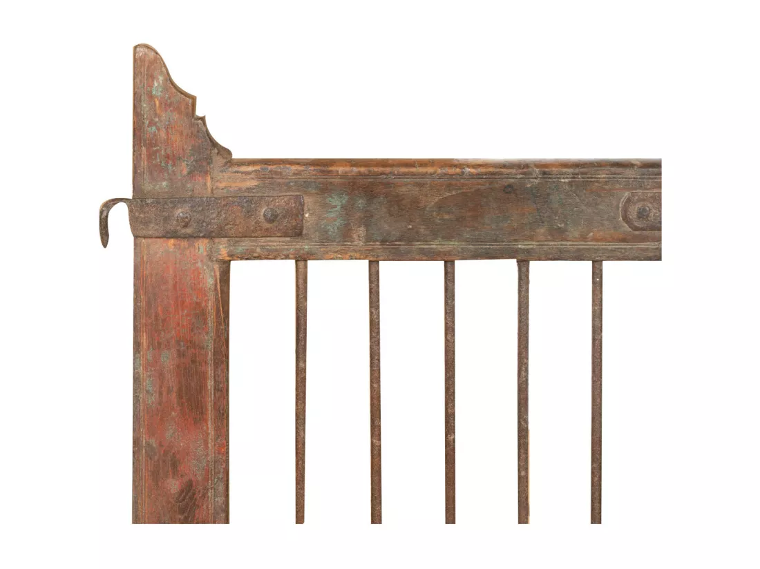 BISCOTTINI Portail - Bois Massif et Fer Finition Antique - Clôture en Fer - Portail en Métal - Porte Décorative - Portail d'Entrée - Clôture en Bois - Intérieur et Extérieur - 97x4x93cm