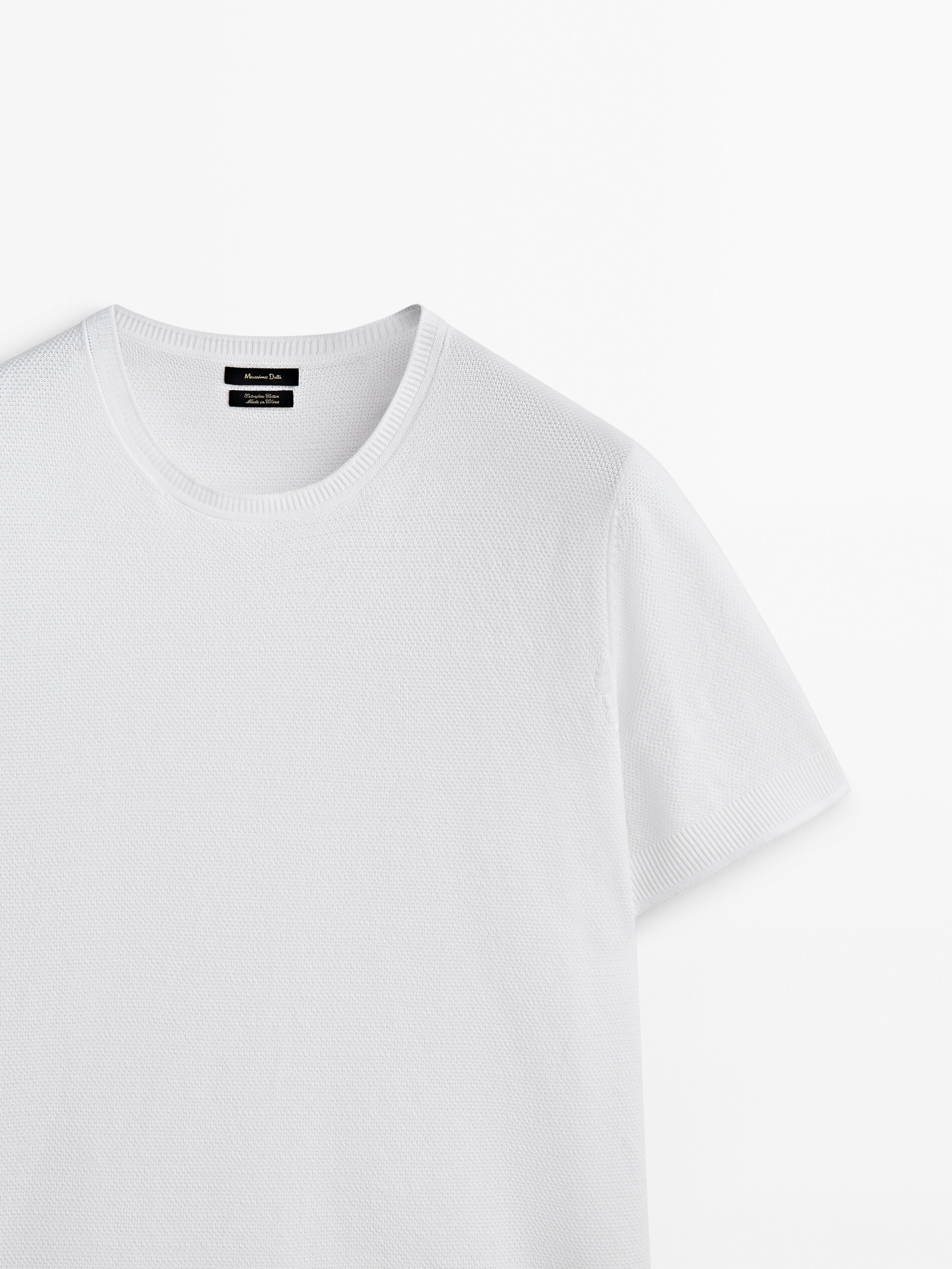 Camisa de malha estruturada curta estilo mangá - BLANCO
