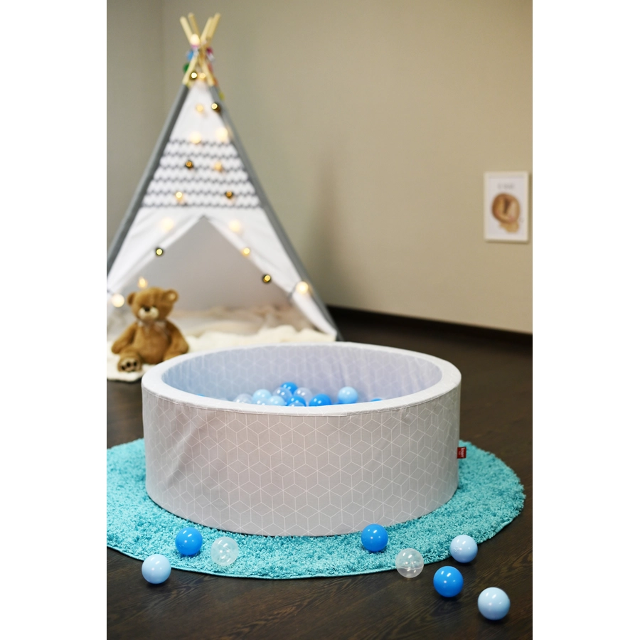 knorr toys® Bällebad soft - Geo cube grey - 300 balls soft bluebluetransparent grau