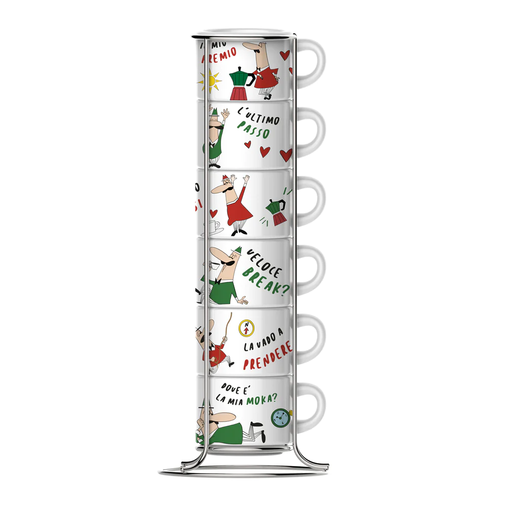 Service à Expresso Italy avec 6 Tasses et Support Bialetti