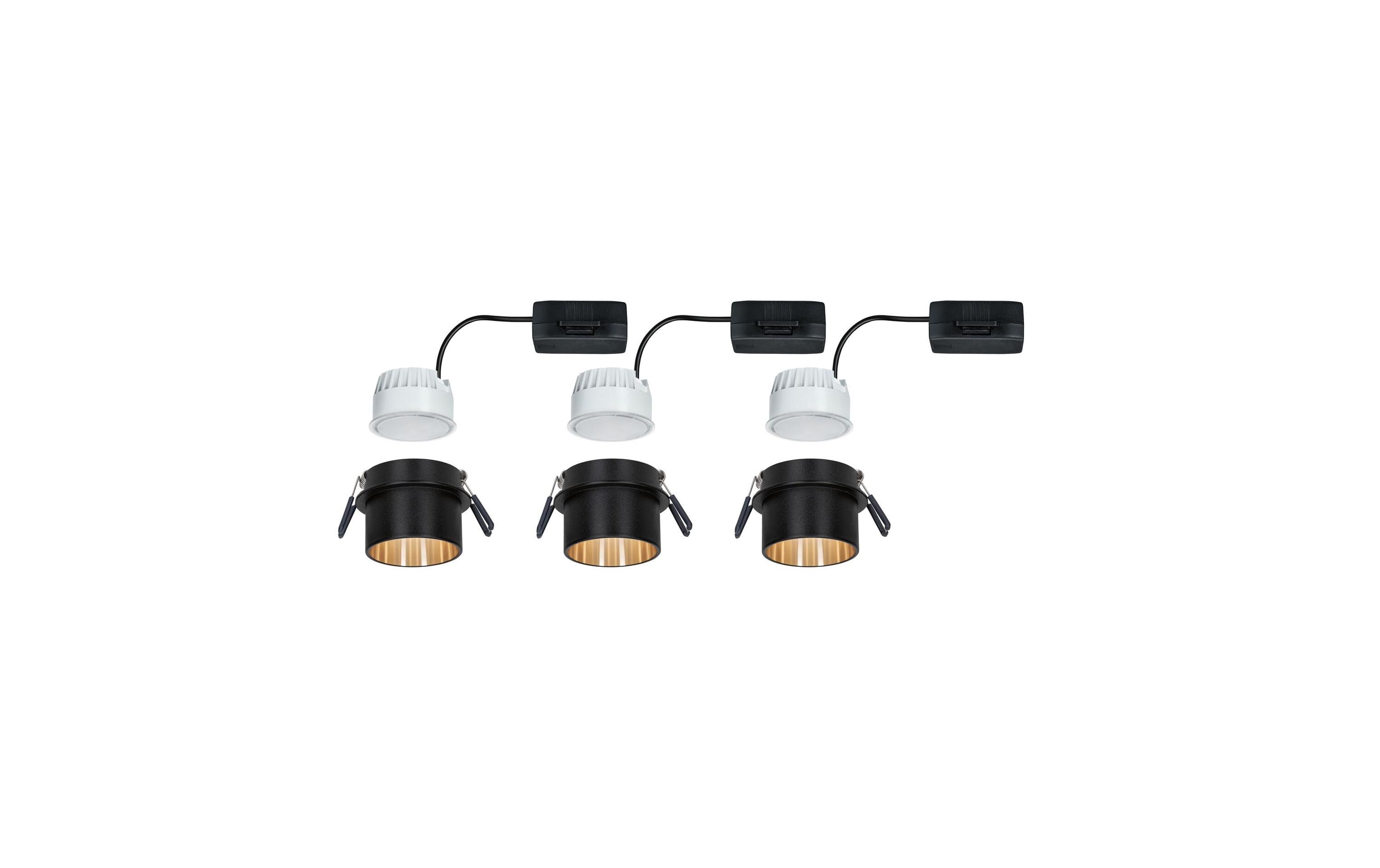 Einbauspot LED Gil Coin Set, 3 x 6W, 2700K, Schwarz/GoldEinbauleuchte zur Deckenmontage