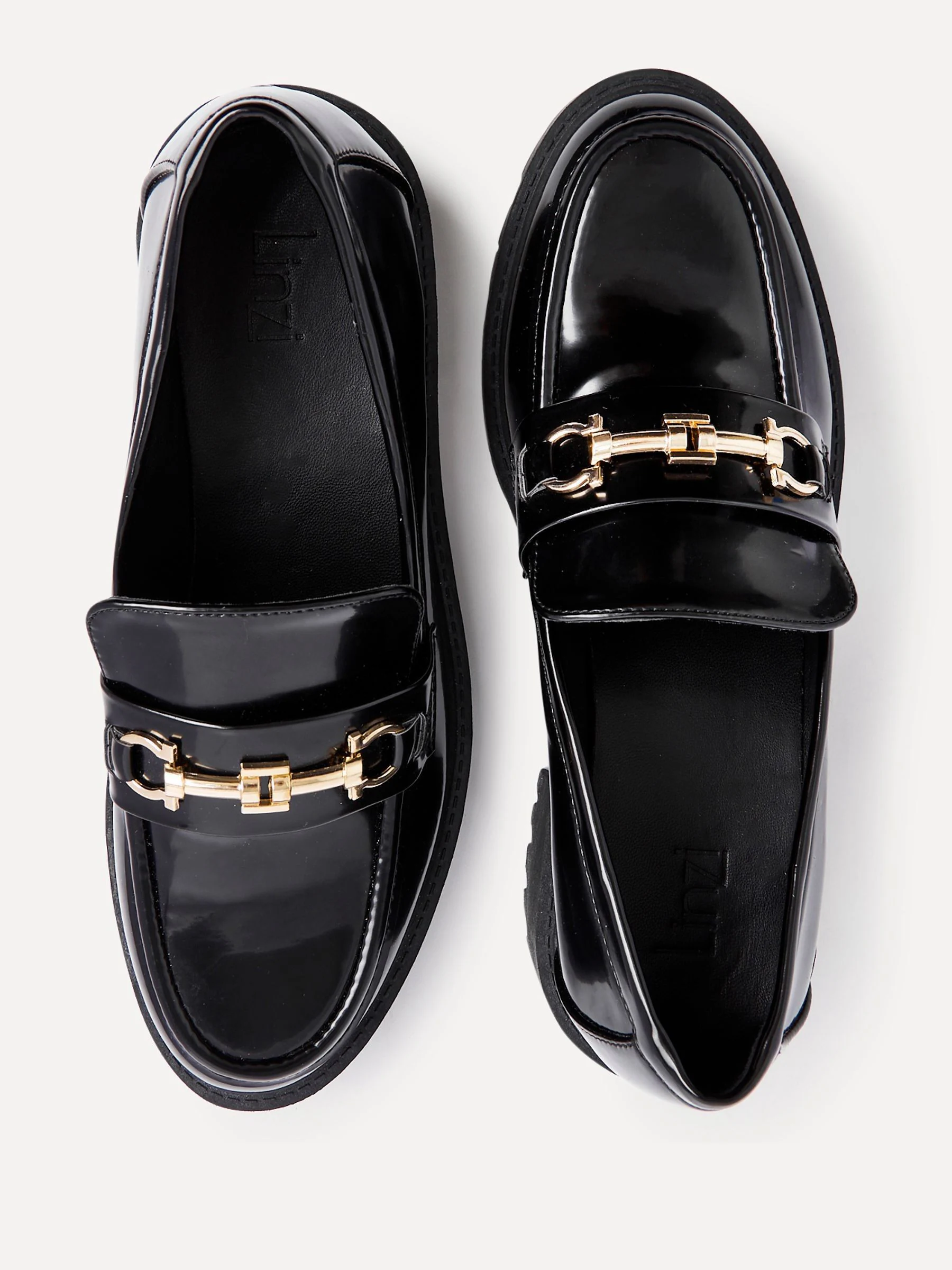 Linzi Aria Chunky Sole Loafers With Gold Trim