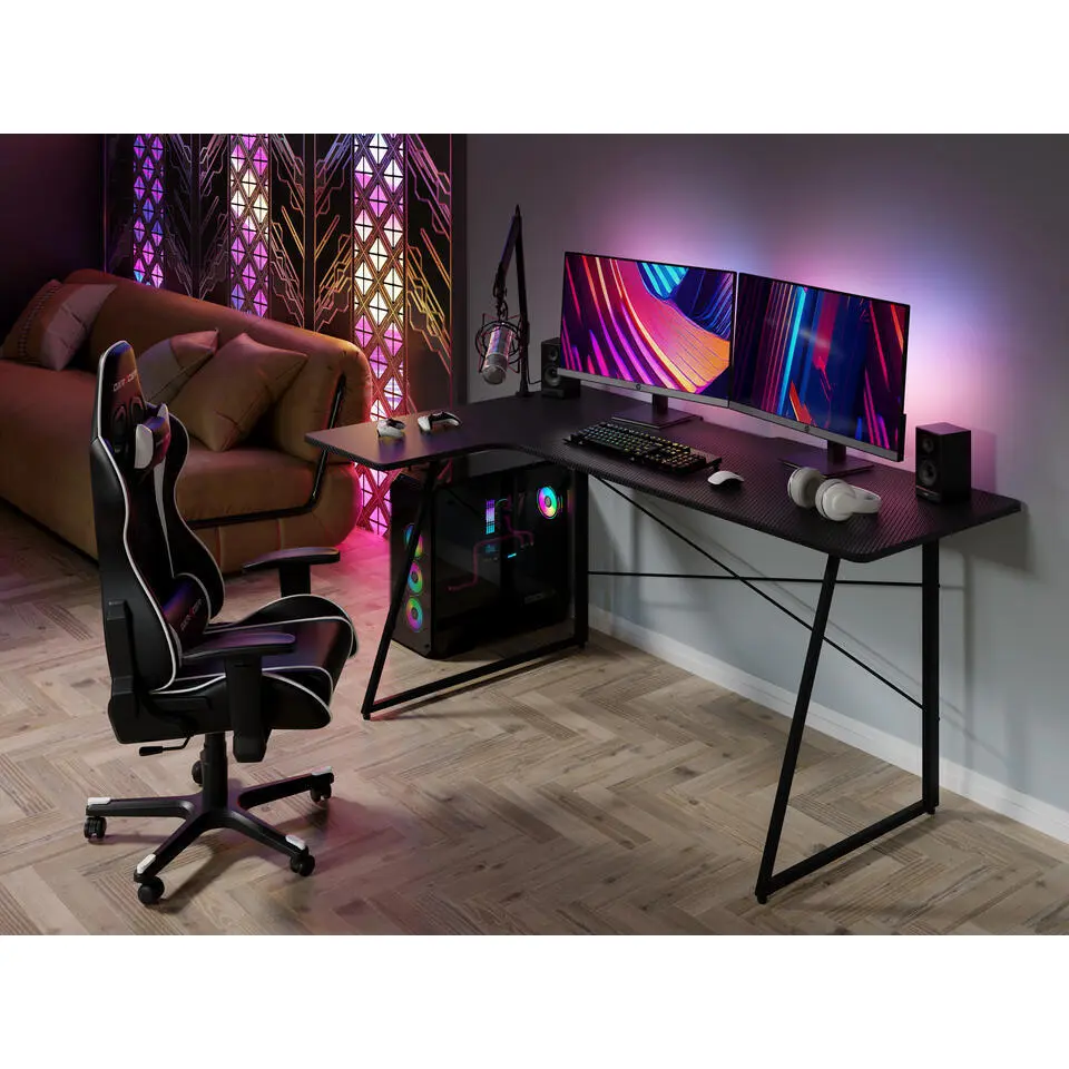 Bureau - Game bureau - Hoekbureau - 160 x 100 x 75 - Zwart