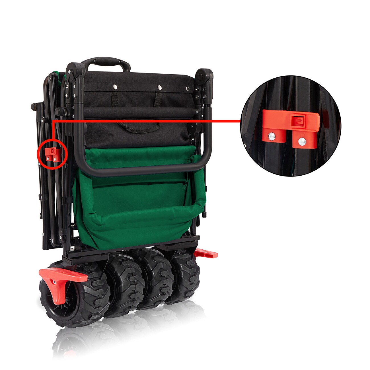 SAMAX Faltbarer Bollerwagen Offroad mit Dach - Schwarz / Grün
