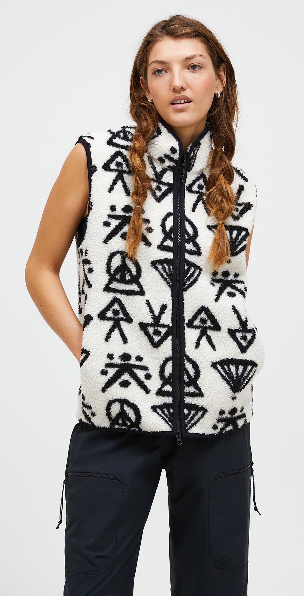 Graphic Pile Vest Dame Offwhite