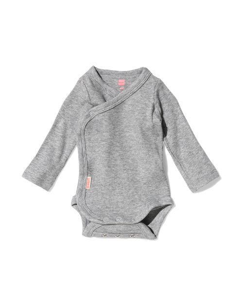 body croisé nouveau-né côtelé avec bambou stretch gris chiné