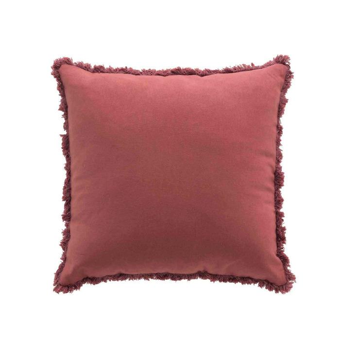 COUSSIN FRANGES 45X45CM COTON UNI EVE MARSALA