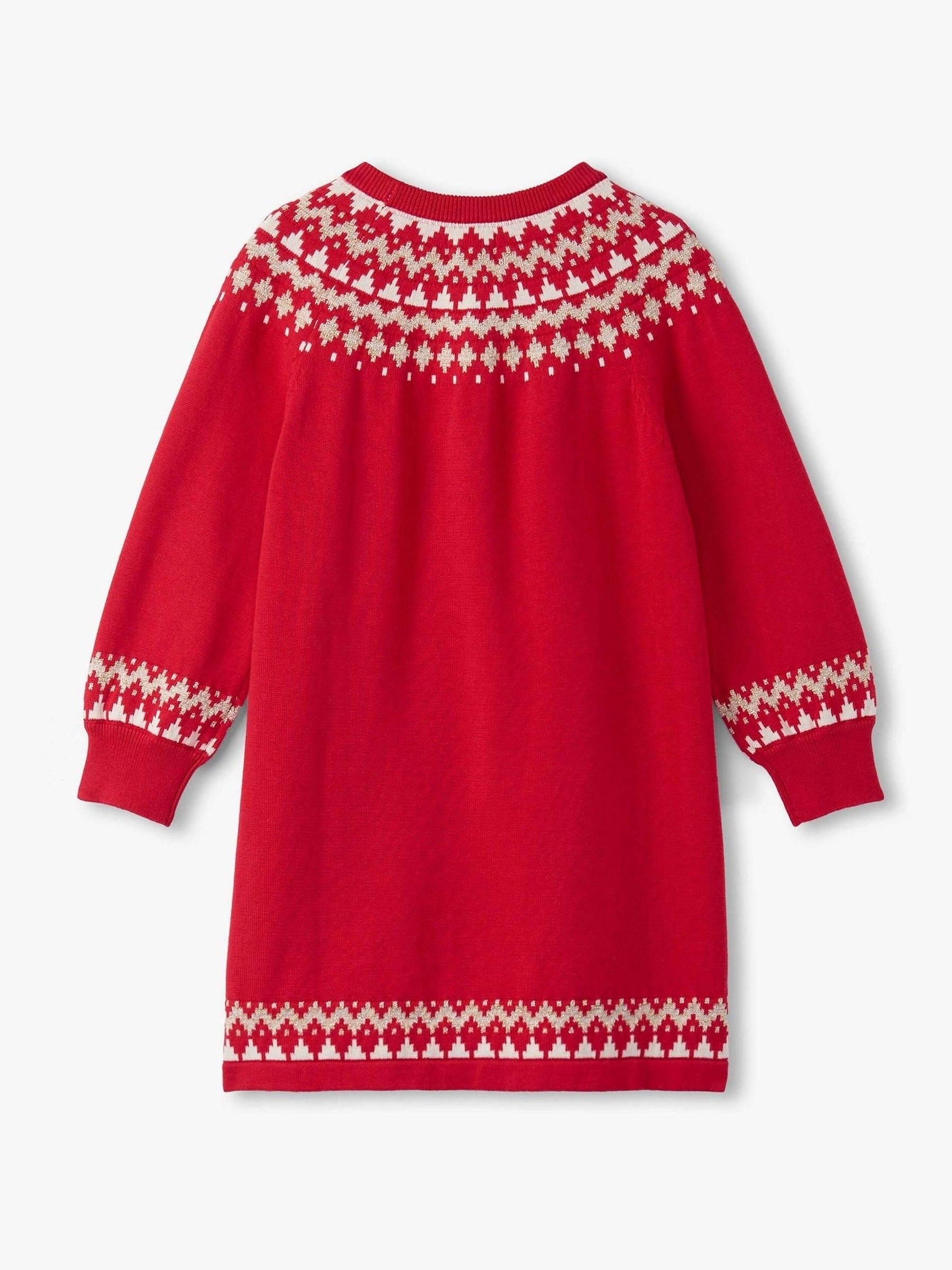 Hatley Chex Red Christmas Fair Isle Swing Jumper Dress