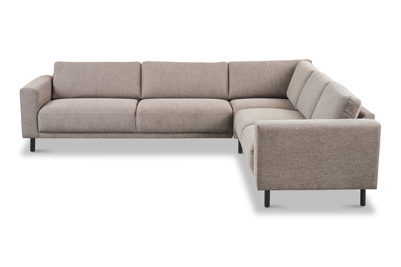 Portland hjørnesofa 32 Tekstil Brego 34 Stone med sorte ben