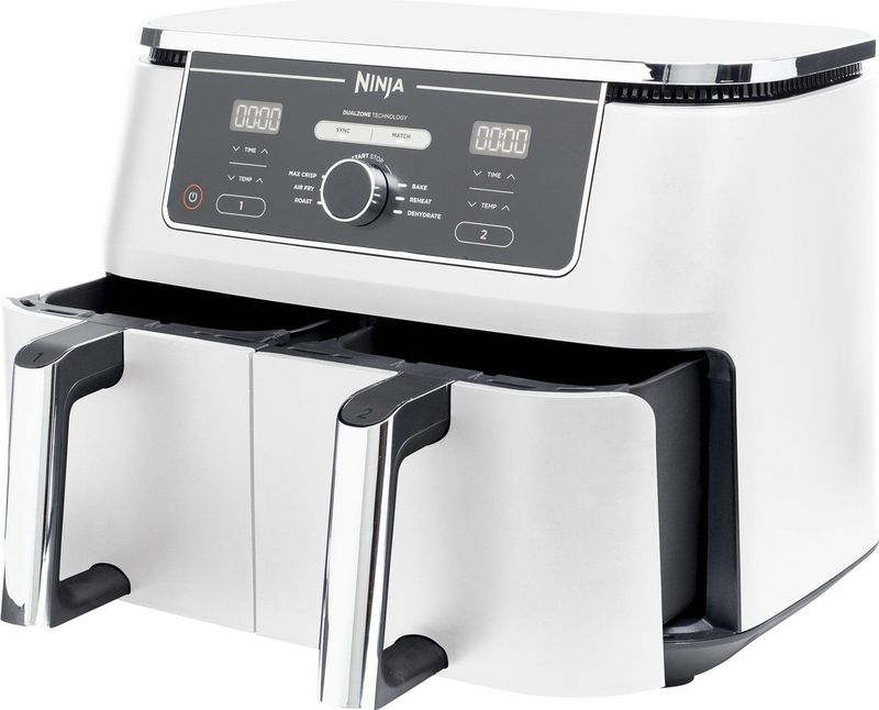 Ninja Foodi AF400EUWH Limited Edition Dubbele Airfryer XXL - Twee Kookvakken - 9.5 Liter - 2470 Watt - Dual Zone Technologie