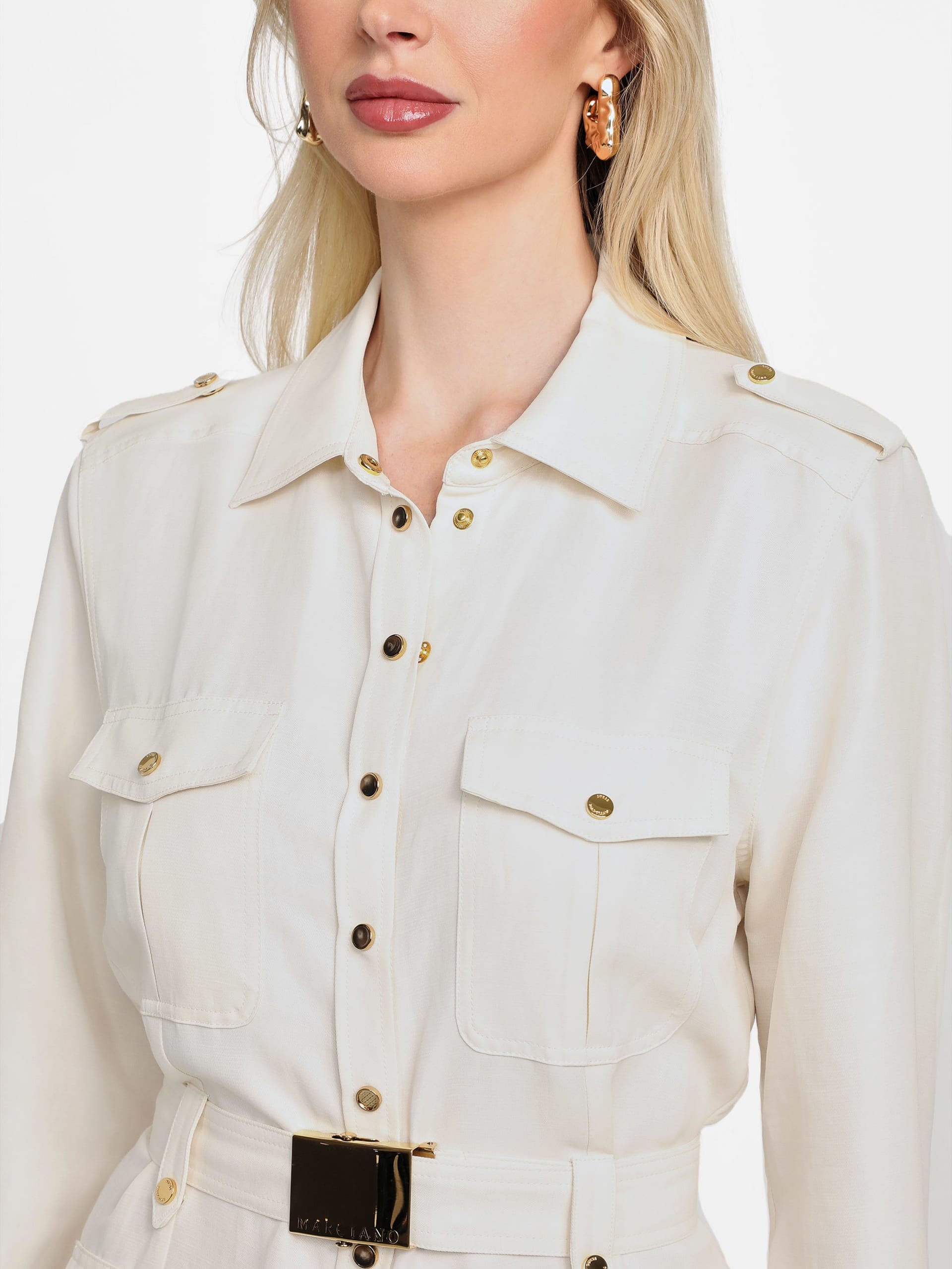 Vestido Safari Eco Greta em Mistura de Linho