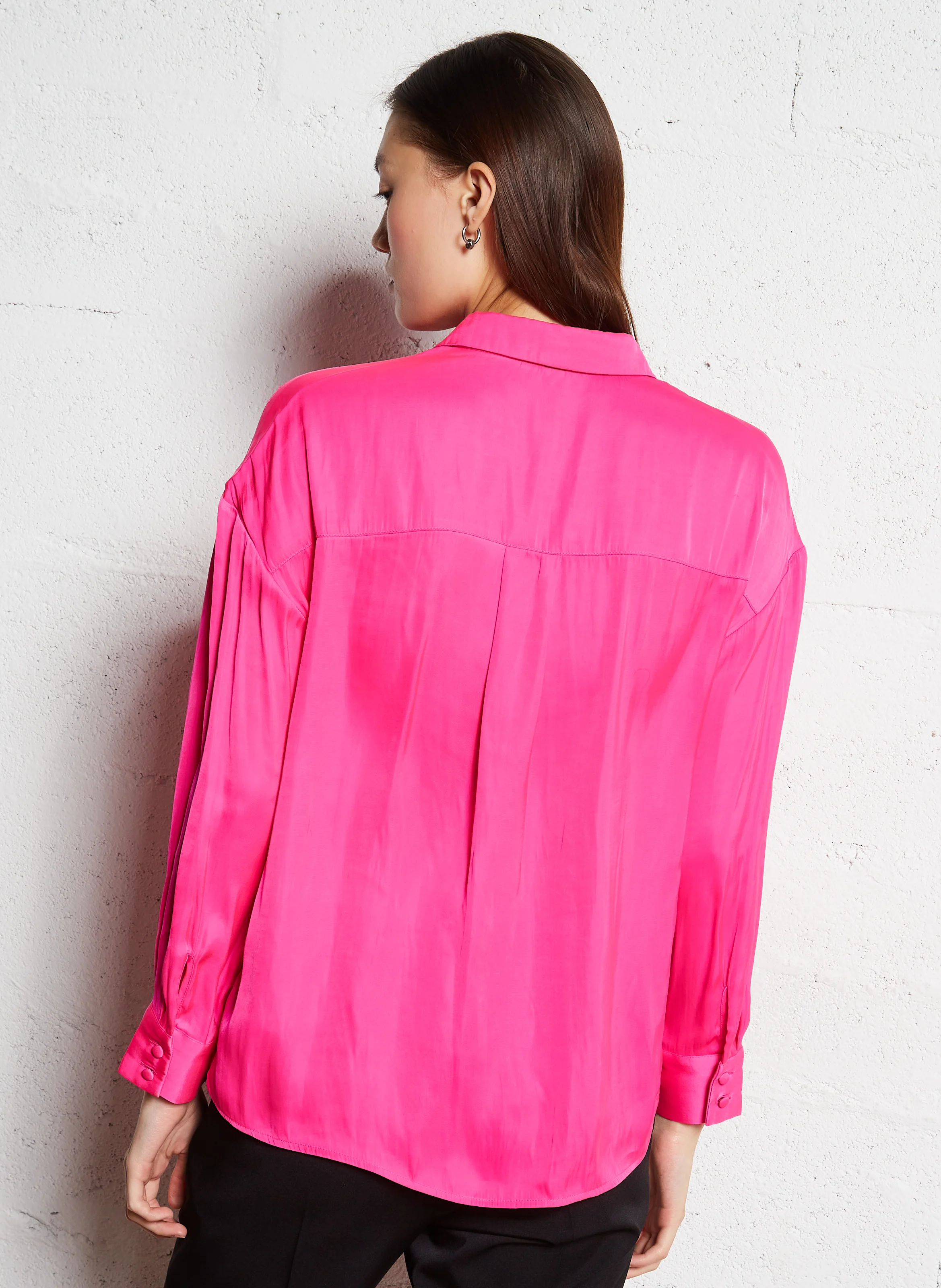 Chemise en satin| Rose
