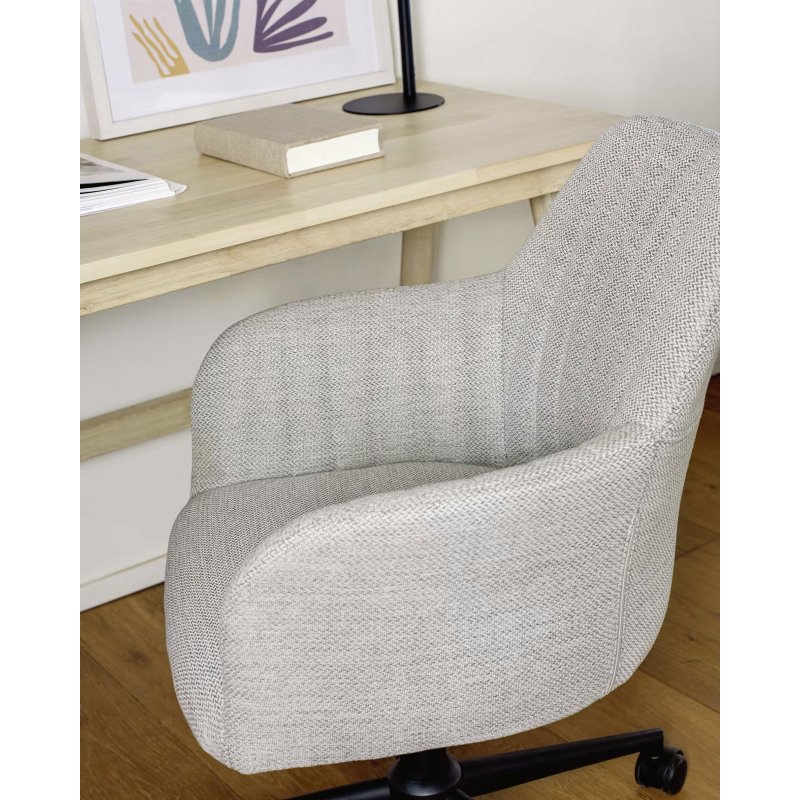 Chaises de bureau Madina tissu - Dossier bas avec accoudoirs  - Pieds noir