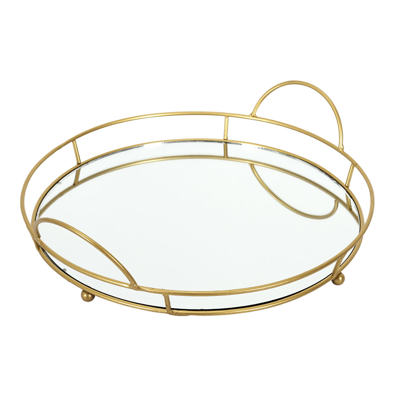 Home Deco Factory Plateau de presentation miroir gris - 34x32x8.8 cm