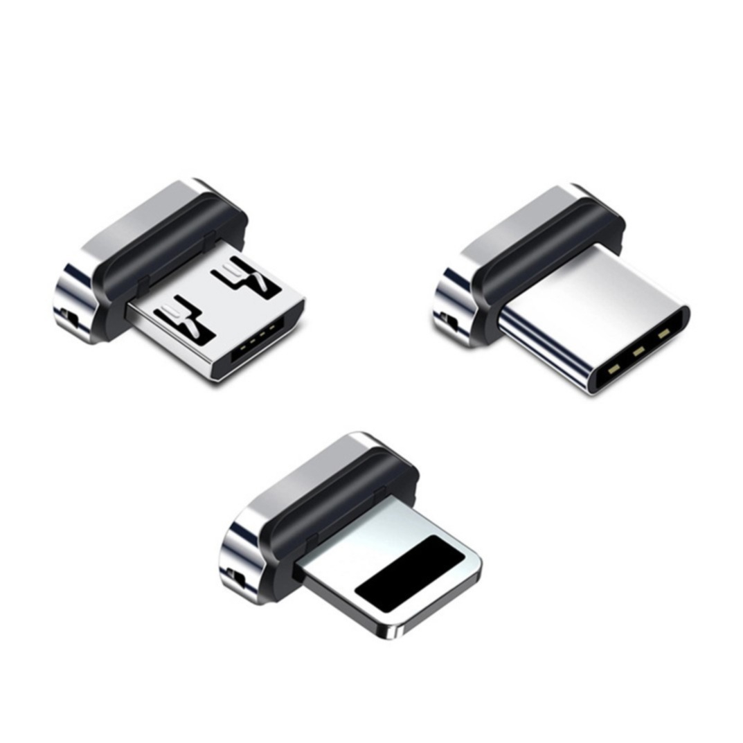 Magnetische USB C / Lightning / Micro USB Ladekabel Aufsätze (Passend für Artikel 88620 / 88861) - Silber