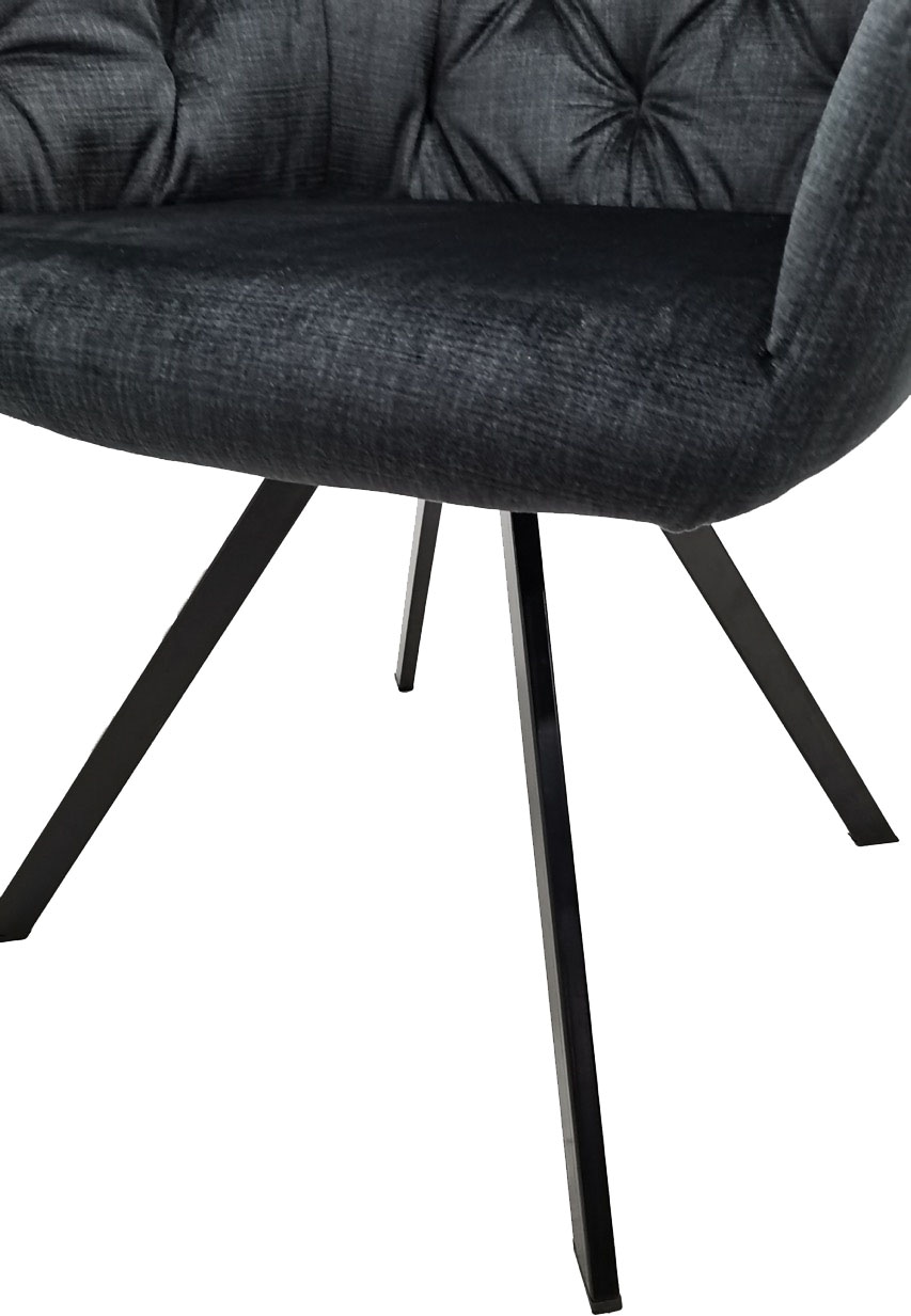 Kayoom Polsterstuhl »Stuhl Georgia 125 2er-Set, gesteppter Rücken, samtweicher Bezug« (Set) 2 Stk.360°-drehbar, elegante Steppung, mit Armlehne,  gesteppter Rücken
