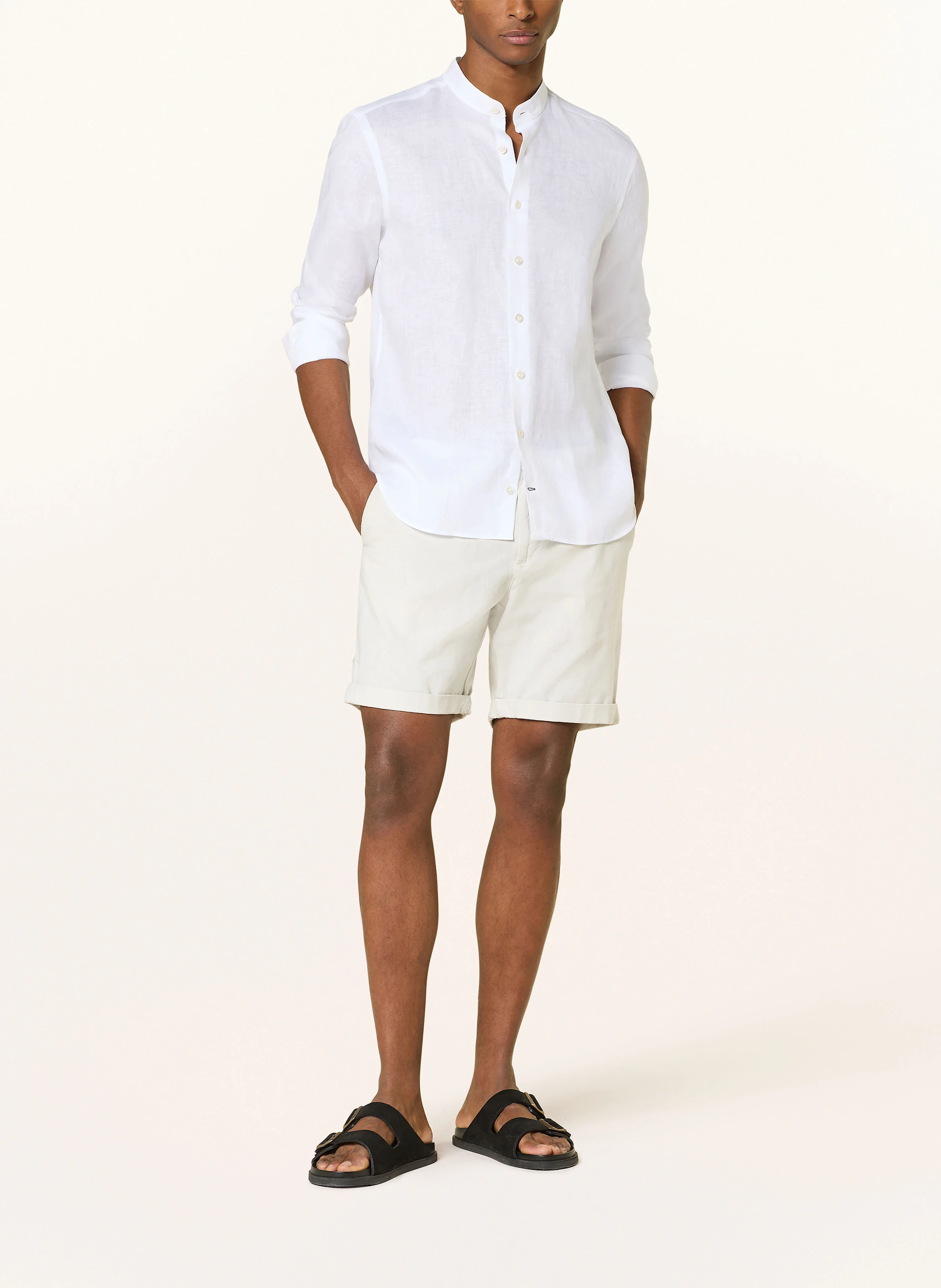 OLYMP SIGNATURE Leinenhemd Tailored Fit mit Stehkragen
