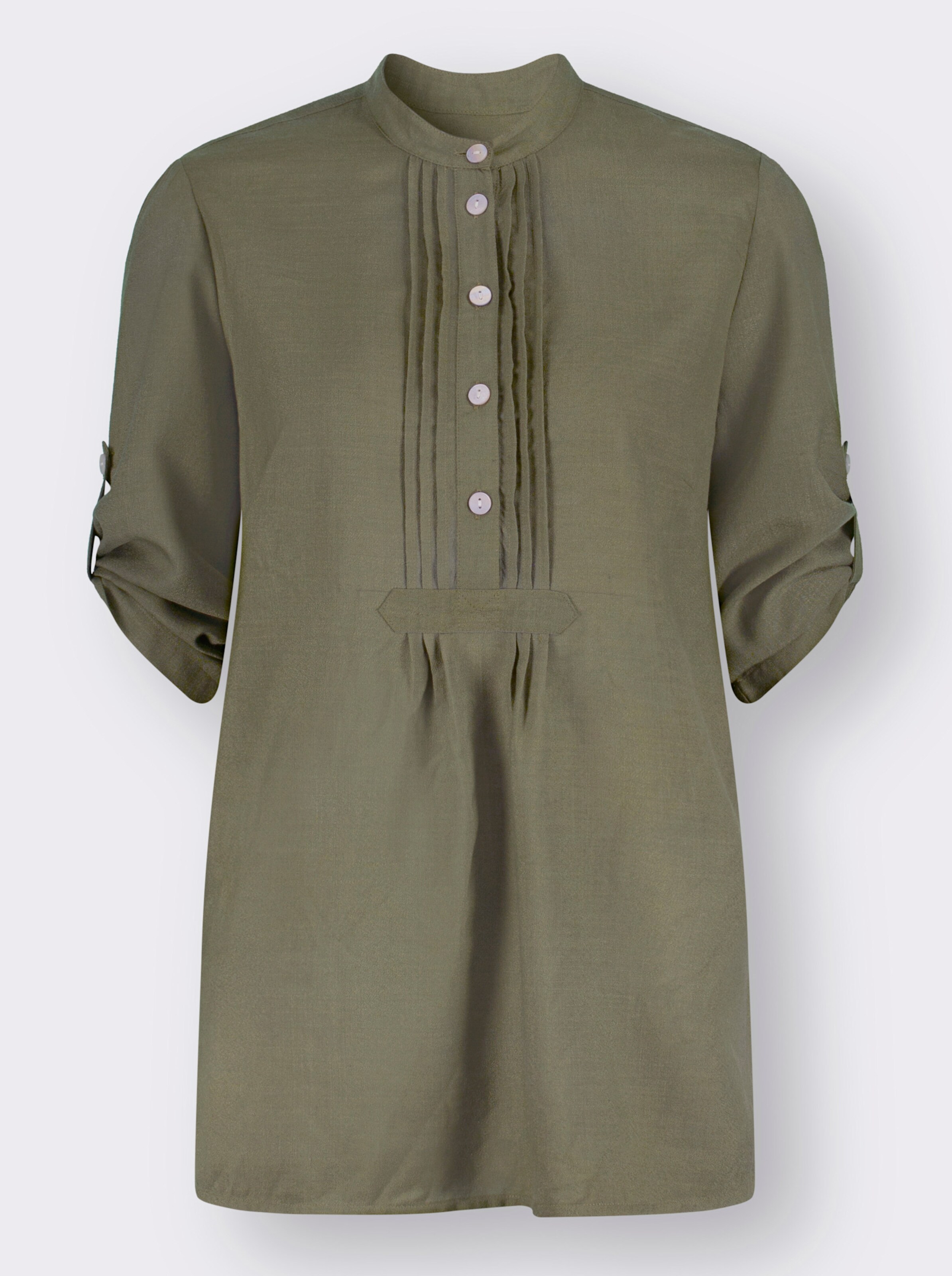 Longbluse mit krempelbaren Ärmeln