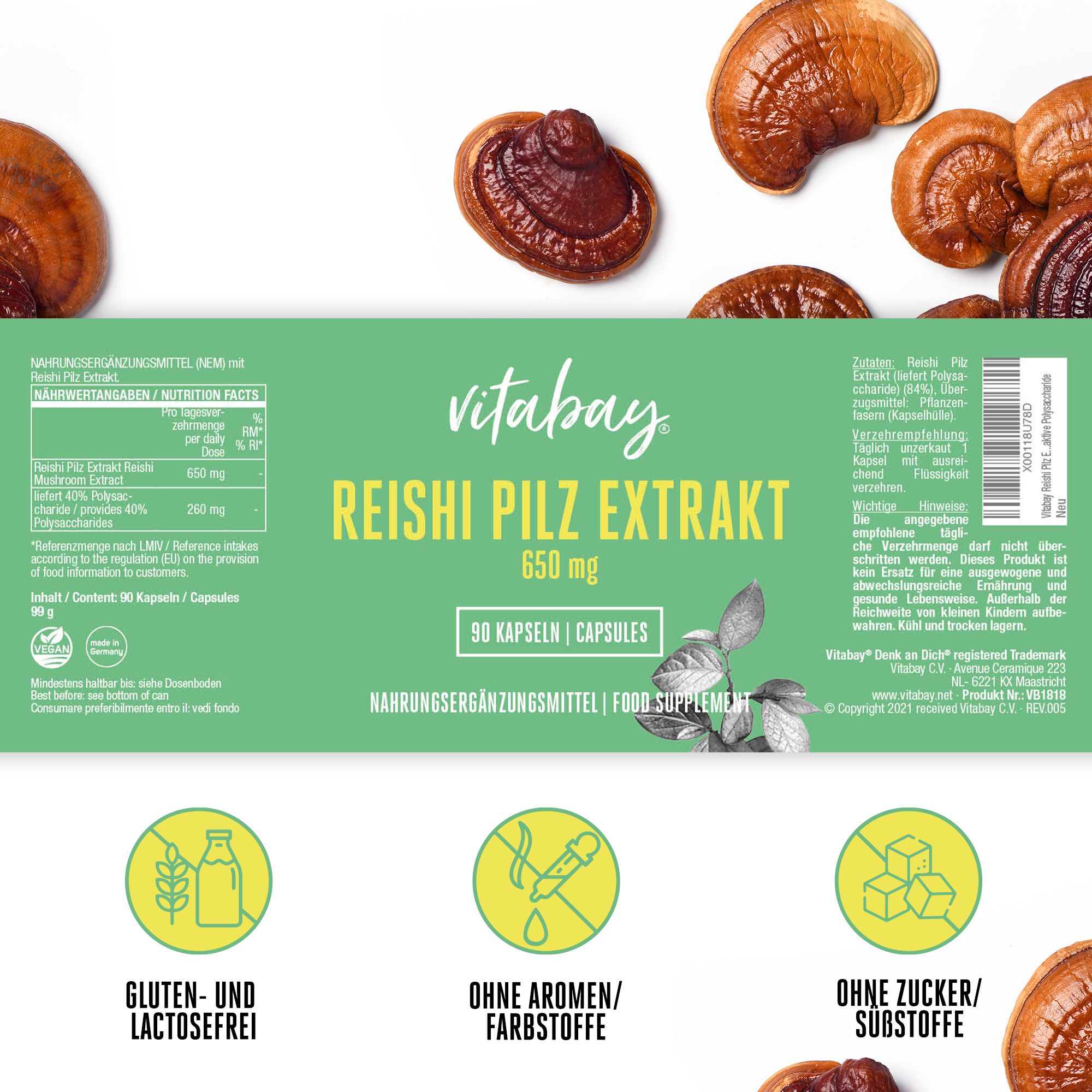 Vitabay Reishi Pilz Extrakt 500 mg